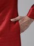 Vastramay Men's Maroon And Rose Gold Silk Blend Sherwani Set